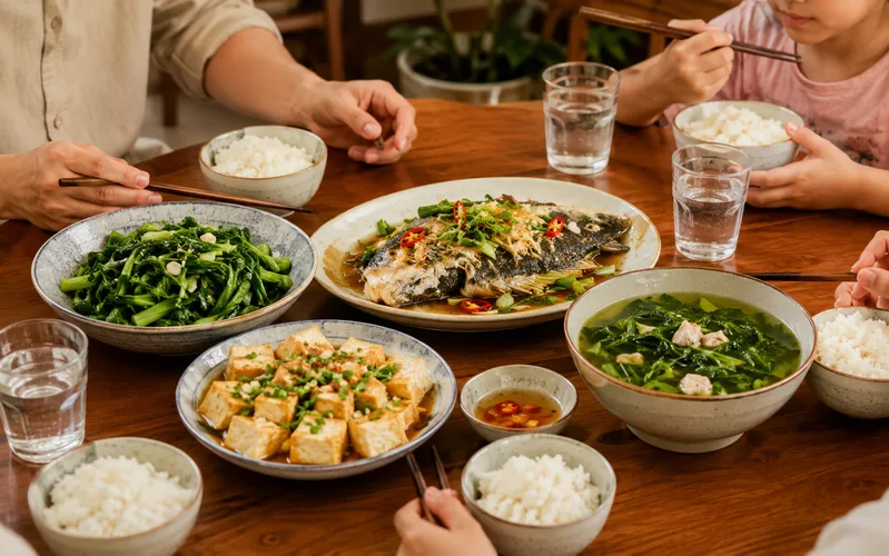 Bữa ăn tốt cho gan và thận nên ít muối, ít đường, đủ chất và không lạm dụng thực phẩm chức năng.